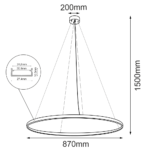 Lampa wisząca Agari - Czarny (870 mm) 4000K - obrazek 2