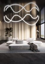 Lampa wisząca podtynkowa Hebi – Czarna (286 cm) 3000K - obrazek 2