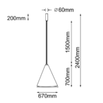 Lampa wisząca PONTE 670 - CZARNA - CZARNY abażur - 3000K - obrazek 3