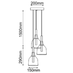 Lampa wisząca BOTOR O 3 - CZARNA - TRANSPARENTNY SZKLANY KLOSZ - obrazek 3