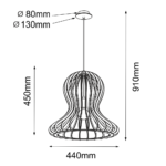 Lampa wisząca OCTO/ Czarna/ Naturalne drewno - obrazek 3