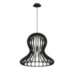 Lampa wisząca OCTO/ Czarna/ Naturalne drewno
