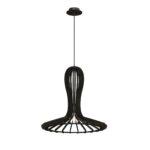 Lampa wisząca RINA/ Czarna/ Naturalne drewno