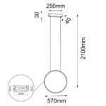 Lampa wisząca Agaro - Czarny (570 mm) 3000K - obrazek 2